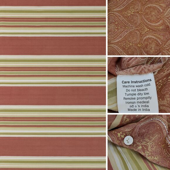 Paisley & Stripe Duvet Cover Full Queen 100% Cotton Reversible India Boho - Picture 2 of 6